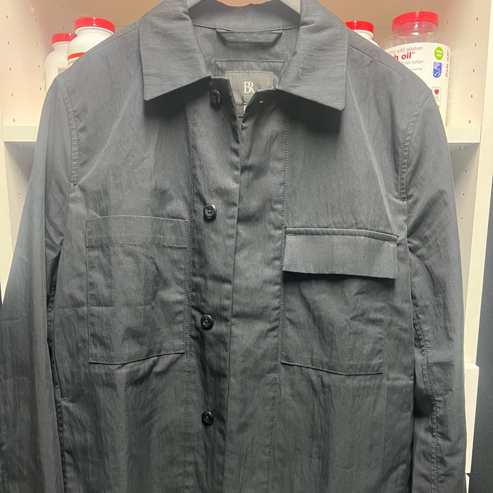 Banana Republic (BR) Waxed Cotton Button-Up Shirt Jacket Overshirt Black SMALL